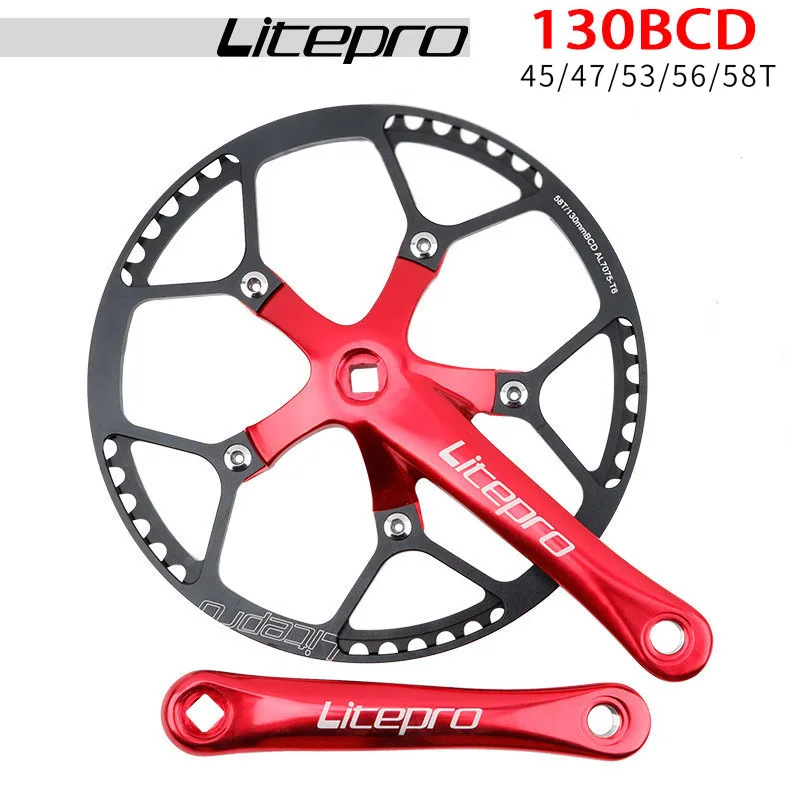 

Litepro Bicycle Crankset Integrated Chainwheel Crank 45T 47T 53T 56T 58T MTB Road Bikes 130BCD Chainwheel Crankset Tooth Parts