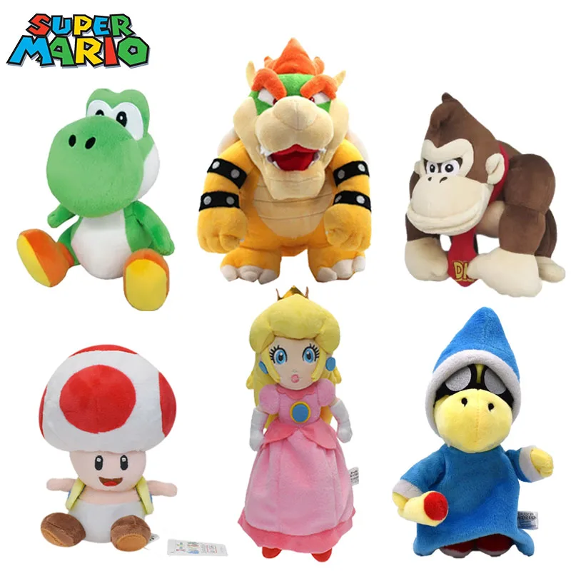 

5/8pcs/set Super Mario Bros Plush Doll Luigi Bowser Peach Princess Donkey Kong Anime Cartoon Stuffed Peluches Toys for Kids Gift