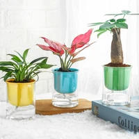 self watering planter pots mini round design succulent plant pot indoor home garden modern decorative pot garden supplies