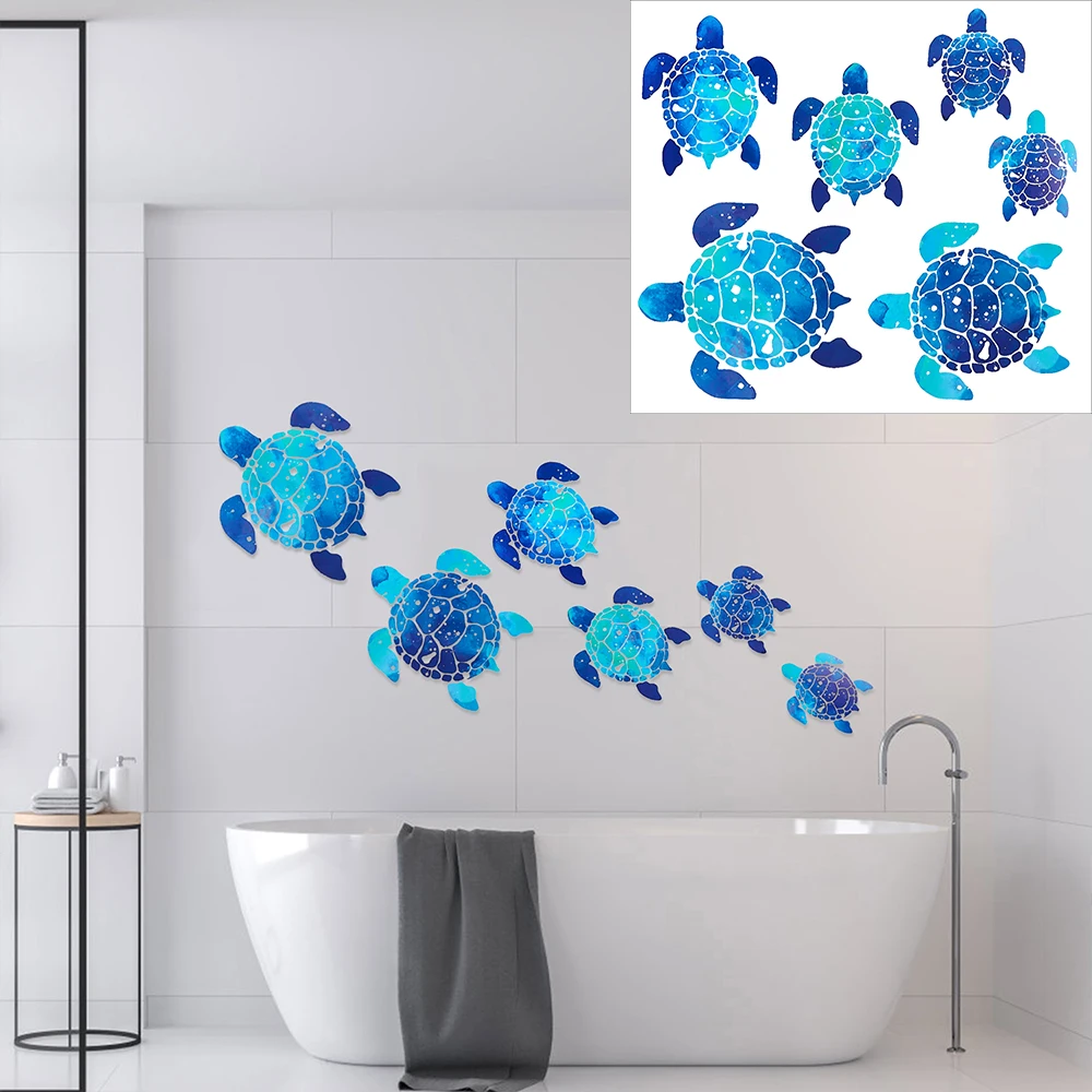 

2 SET(12 PCS) Home Underwater Ocean Vinyl Waterproof Wall Decals Sea Turtle Wall Stickers Home Decoration Picture