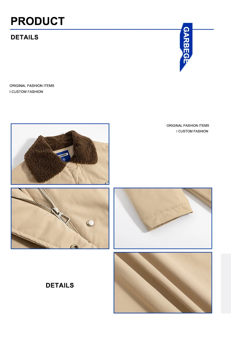 Autumn and Winter Khaki Elegant Long Fur Lapel Cotton Coat Trench Coat