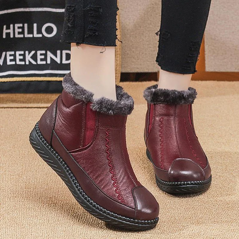 

Boots Women Snow Chunky Women Shoes Slip On Platform Shoes Woman Fashion Waterproof Ankle Boots Fur Winter Boots Botas Mujer
