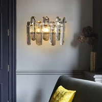 new modern bedroom gold wall sconce luxury crystal wall lamp bedside hallway living room led home indoor lighting fixture
