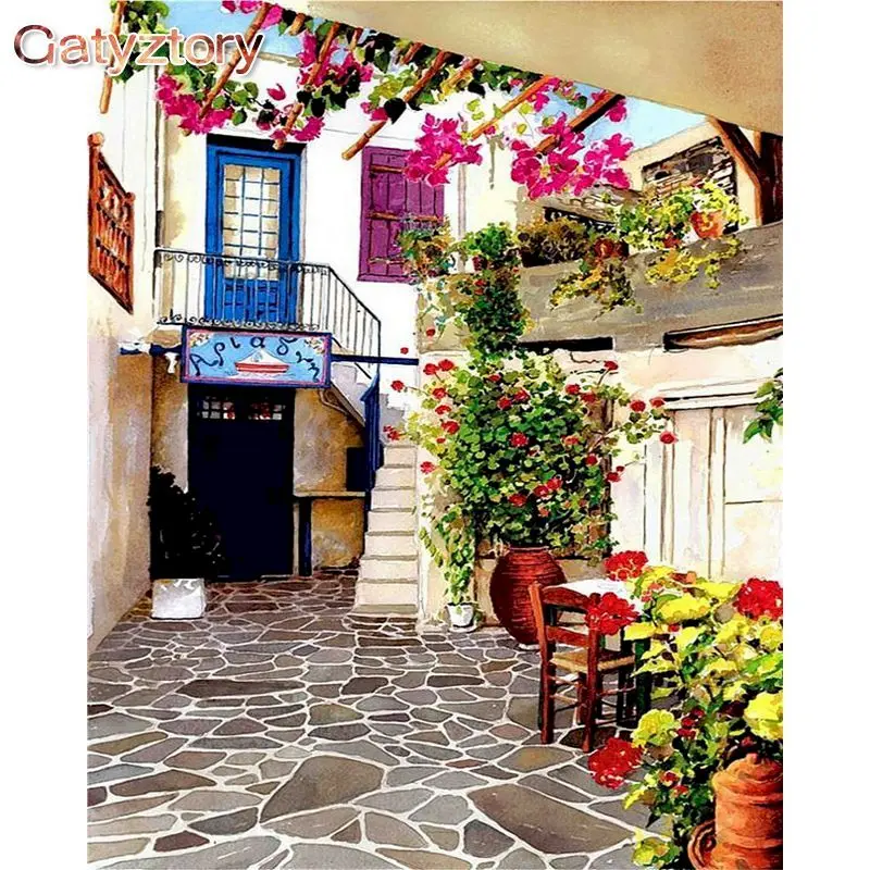 

GATYZTORY Painting By Numbers For Adults Bedroom Wall Decor Beautiful Street Scenery Landscape Coloring Pictures On Canvas
