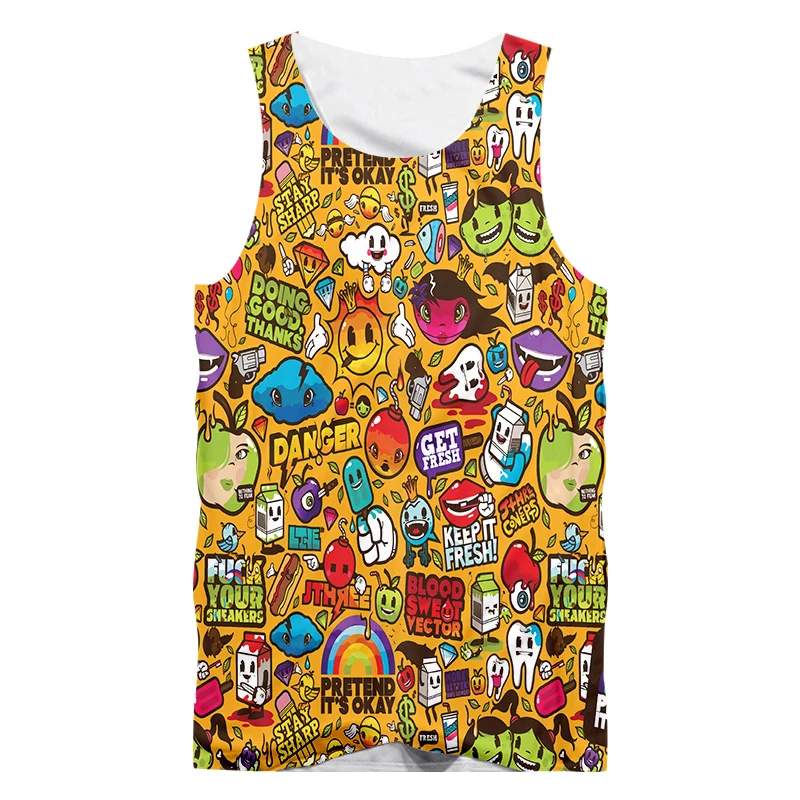 Майка с 3D-принтом граффити хипстерский Повседневный жилет без рукавов в стиле