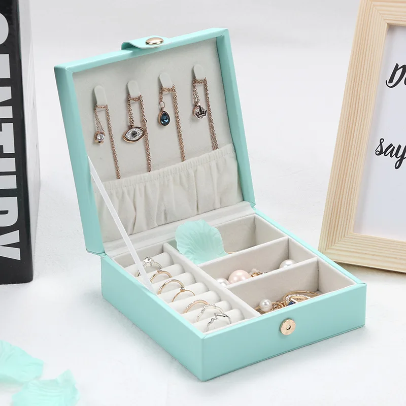

luluhut PU Leather Jewelry Box Travel Necklace Earrings Storage Box Portable Small Box for Rings Jewelry Organizer with Zipper
