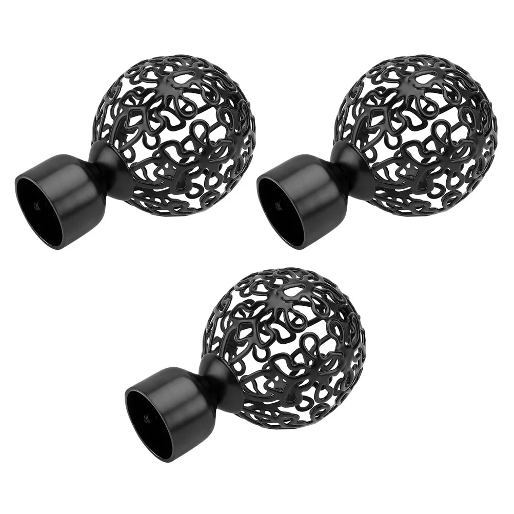

3pcs Durable Iron Art Decorative Curtain Rod Ends Drapery Rod Finials for Home Dorm Office