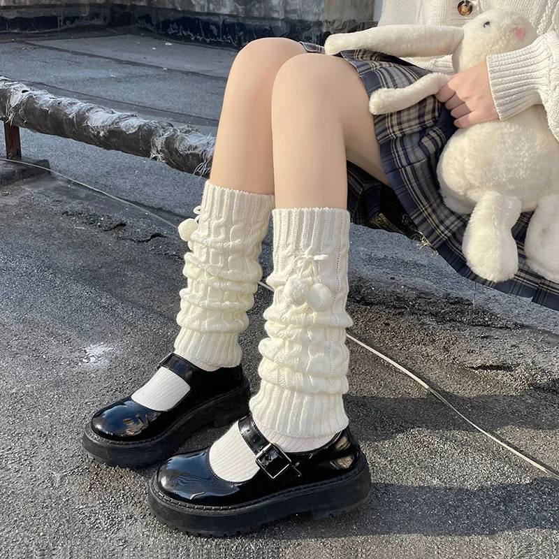 1 Pair Lolita Japanese Maiden Lovely Women Long Socks Cotton Ruffle Princess High Quality Knitted Ankle Warm Cuffs Goth Winter