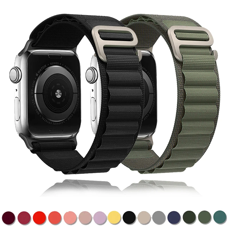 

Ремешок Alpine для Apple Watch Band Ultra 49 мм 45 мм 44 мм 42 мм, нейлоновый браслет для Iwatch Series 8 Ultra 7 6 5 4 SE 40 мм 38 мм 41 мм
