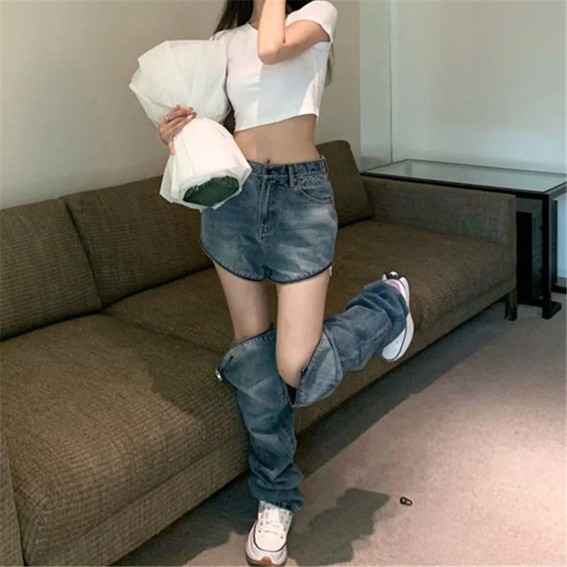 Spring Autumn Hollow Out Sexy Lace Up Black Melody Pants High Waist Casual Ladies Denim Street Slit Trousers Ripped Jeans Women