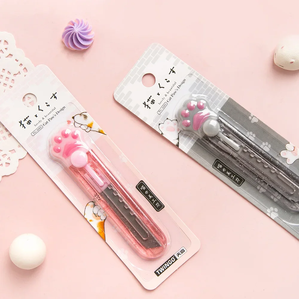 

Kawaii Craft Paw Knife Refillable Box Blade Cat Paper Stationery Express Knife Wrapping Transparent Cutter Utility Art