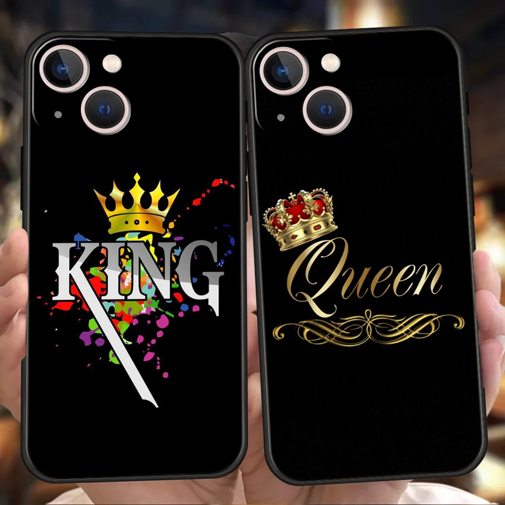

Корона король и королева Роскошный чехол для телефона для iPhone 14 13 12 11 Pro Max 8 7 Plus X XR XS Max SE 2020 Ударопрочный Мягкий чехол