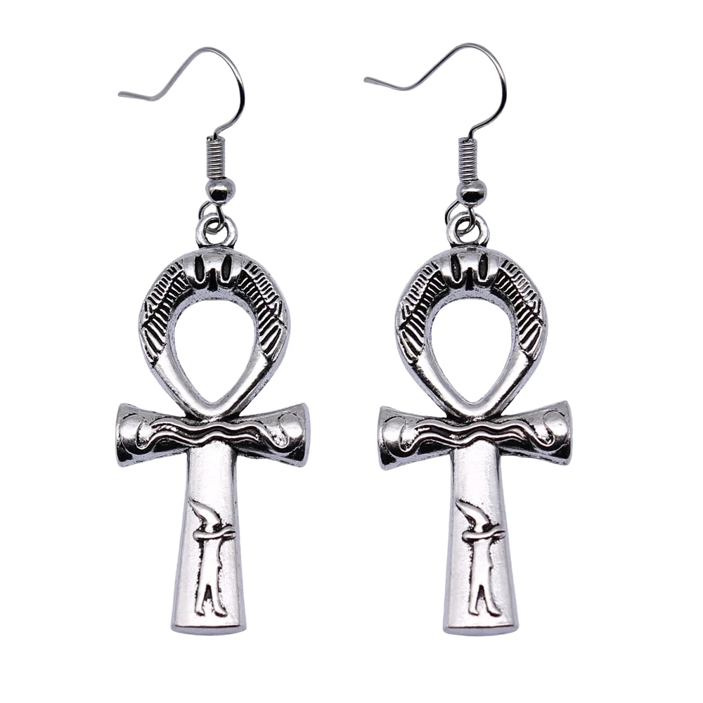 Винтаж 2 Цвета 43x19 мм АНК крест очаровывает серьги подходят для женщин вечерние