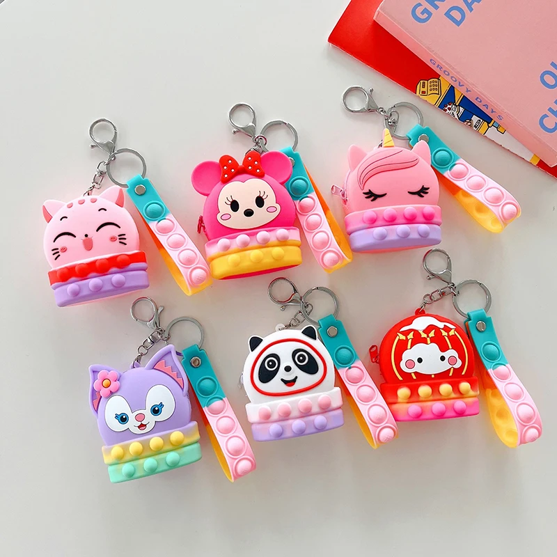 

Fidgets Toy Push Bubble Simple Dimple Kawaii Macaron Pikachu Minnie Unicorn Coin Purse Pendant Squishy Sensory Toys for Kid Gift