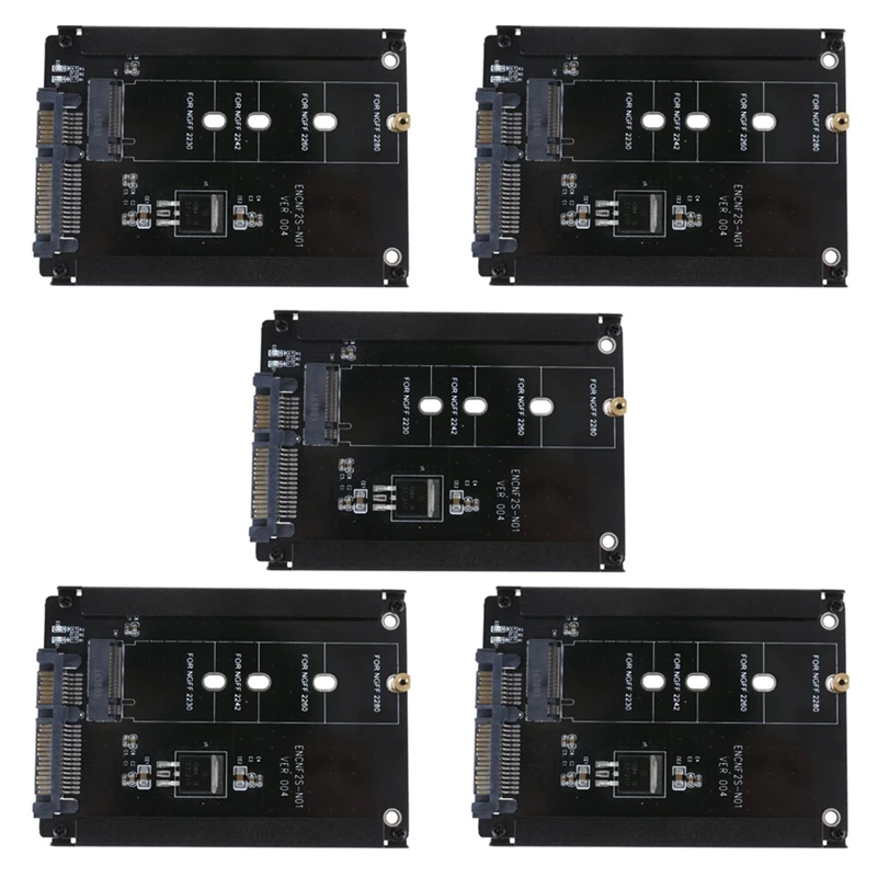 5X Black Case CY B+M Socket 2 M.2 NGFF (SATA) SSD To 2.5 SATA Adapter For 2230/2242/2260/2280Mm M2 SSD