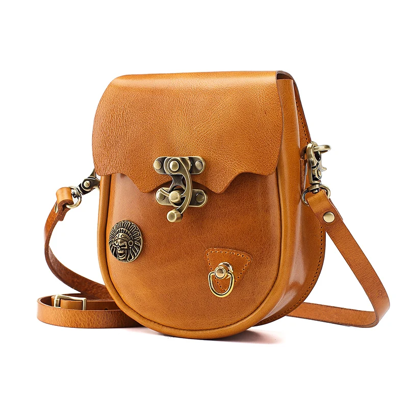 Women's Bag Handmade Leather Shoulder Bag Fashion New Vegetable Tanned Leather Messenger Bag