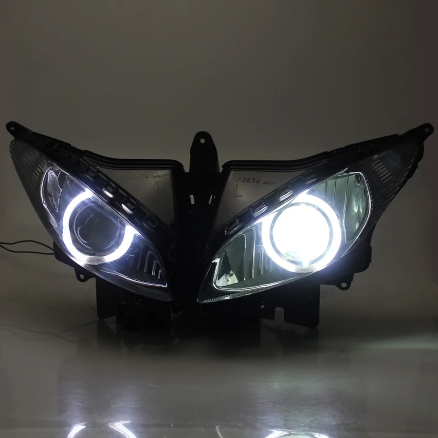 Пользовательская фара в сборе белый ангельский глаз HID-проектор для Yamaha FZ6S 2003-2009