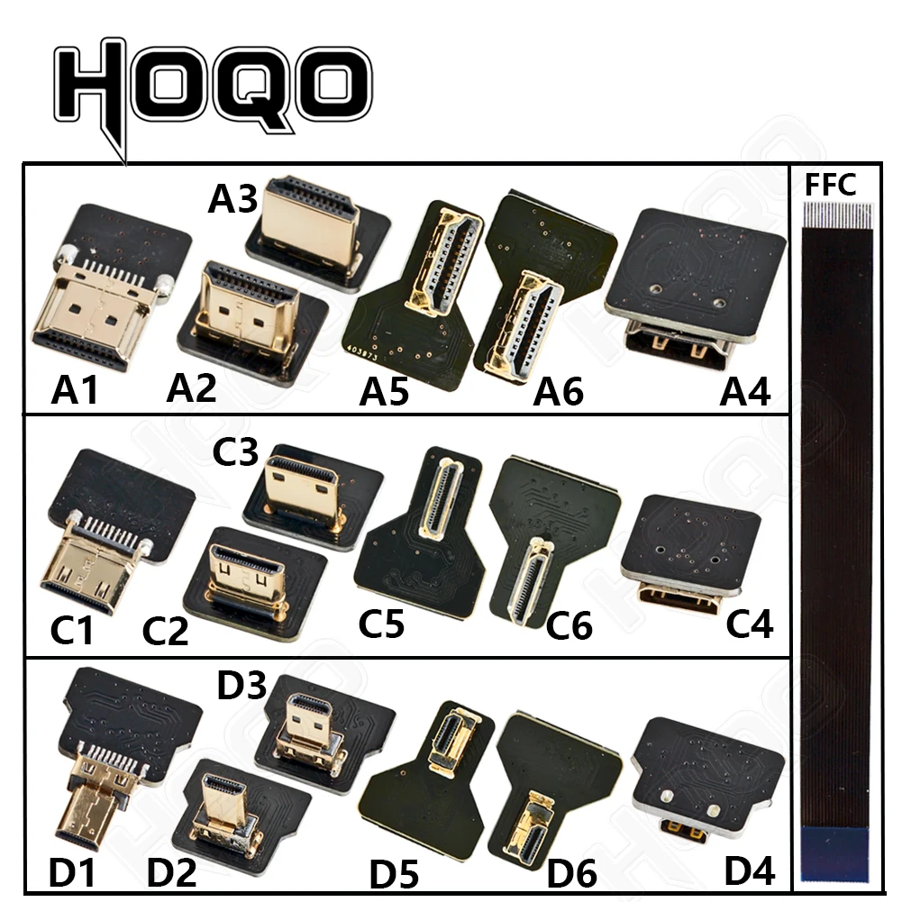 Ribbon FPV HDMI-Compatible Connector Flexible Flat Cable Raspberry Pi 4 Micro HDMI to HDMI/Mini HDMI Female 90 Degree FFC 20pin images - 6