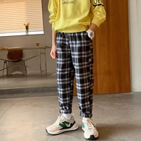 korean version children boys trendy childrens casual pants black and white plaid loose trousers summer new thin section unisex