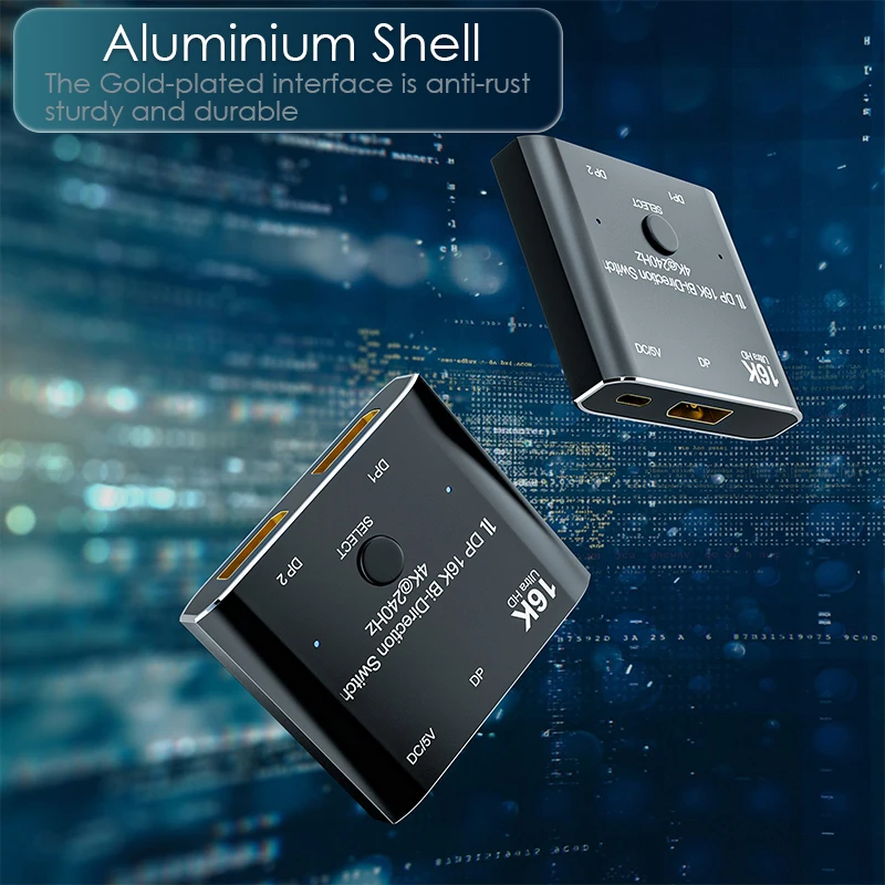 Адаптер Displayport 1x2/2x1 двунаправленный разветвитель 16K DP 2 в 1 порт дисплея видео 8K/120