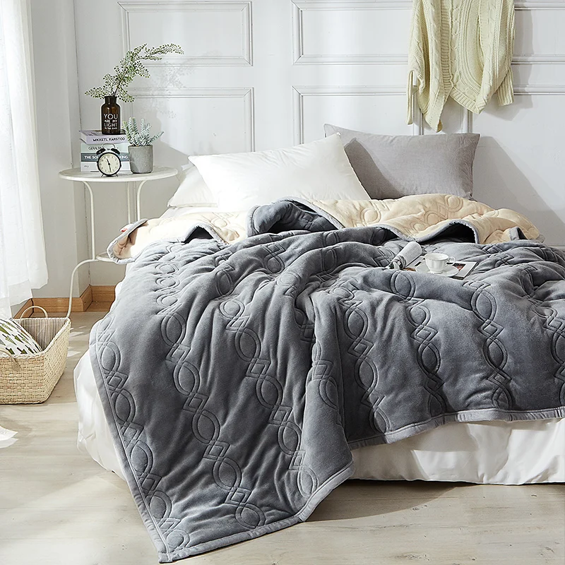 

Warm Thick Blanket Cover Fleece Winter Sofa Double Large Nordic Luxury Flannel Blanket Beds Mantas De Cama Home Textile DG50TZ