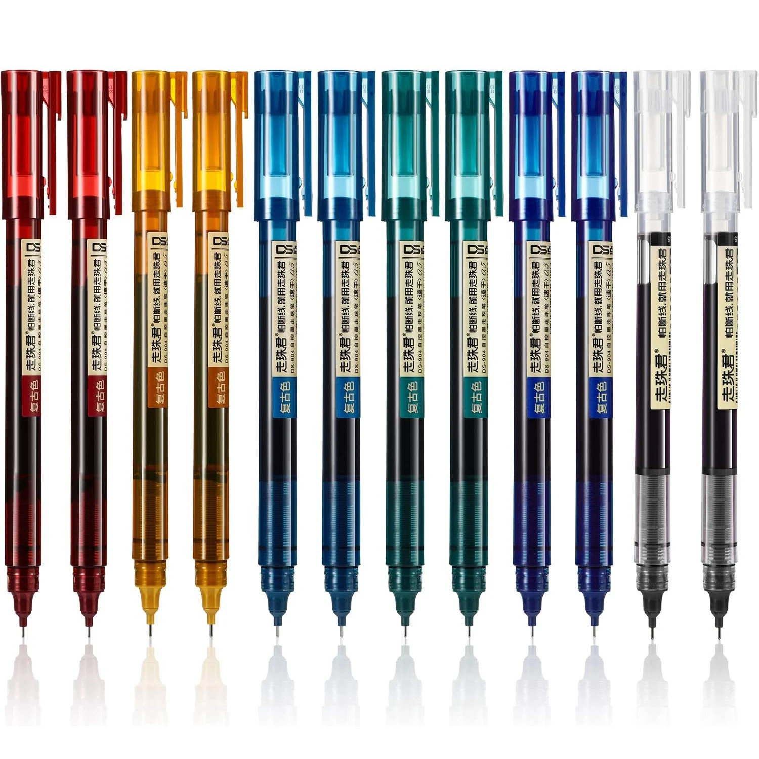 

12 Pieces Rolling Ball Pens Gel Pens Quick-Drying Ink 0.5 Mm Extra Fine Point Pens Liquid Ink Pen Rollerball Pens Back To School