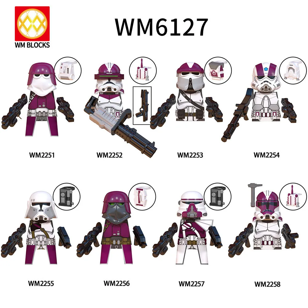 

Мини-фигурка робота WM6127 солдат-клон, конструктор BricksBB8, маленькие частицы, строительные блоки, игрушки, фигурки аниме для мальчиков, мини-фигурки