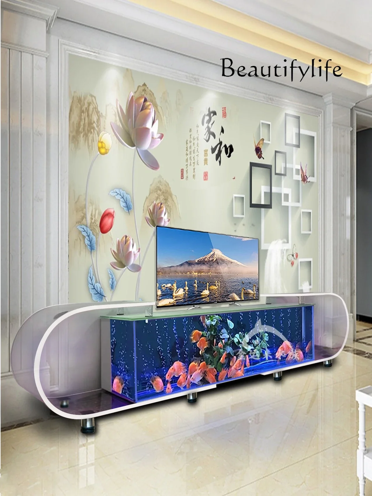 N ТВ-шкаф для аквариума домашний фон гостиной экологический супер белый большой