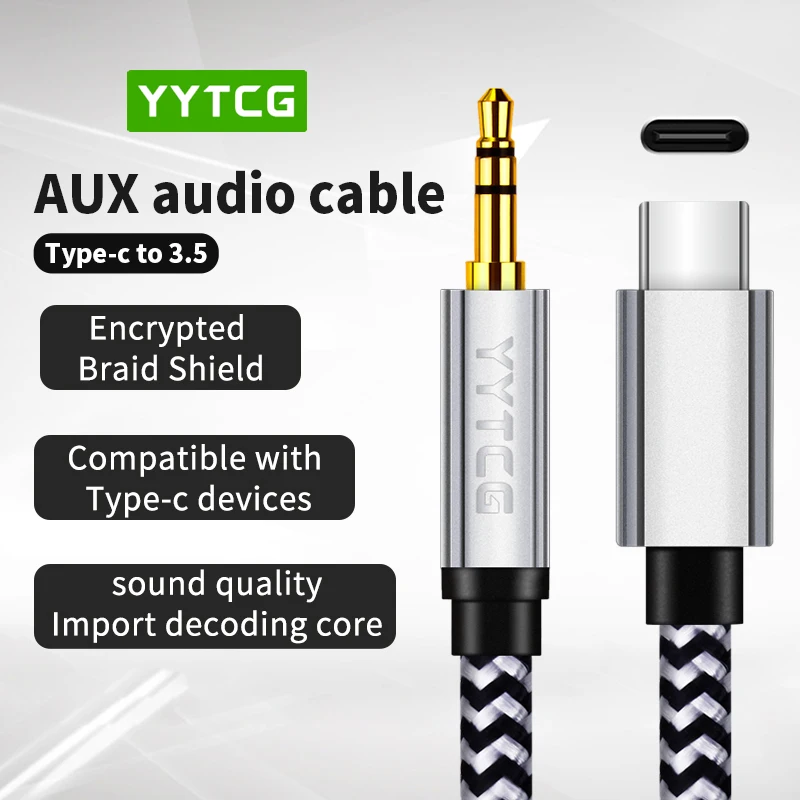 YYTCG-Adaptador USB C a 3,5mm AUX para auriculares, conector Tipo C 3,5 para altavoz de coche, adaptador auxiliar de auriculares Tipo C, 0,6 M, 1,2 M, 1,8 M