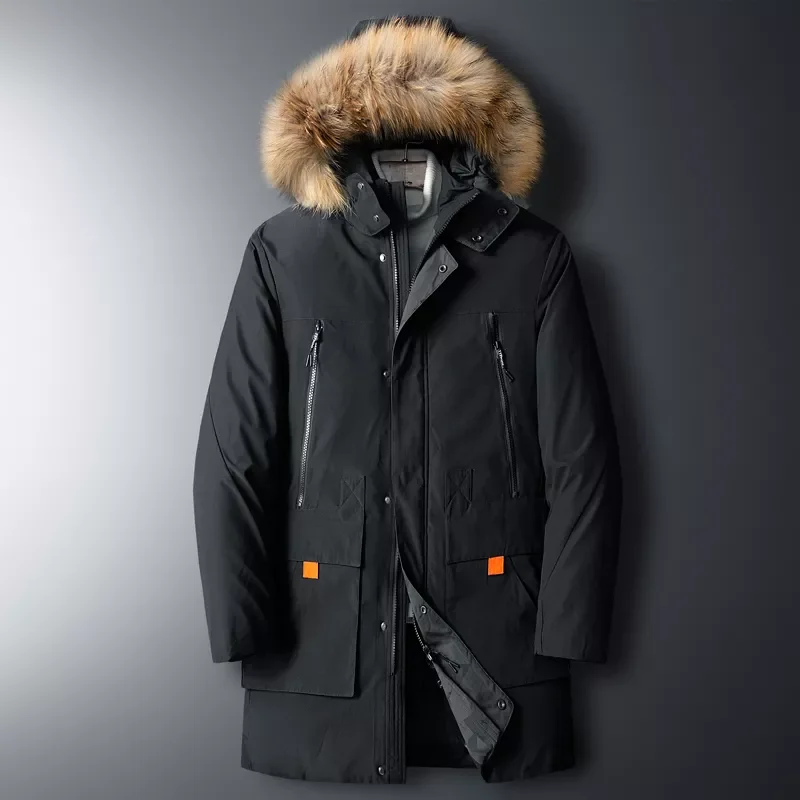 2022New Men 2022 Winter Down Jackets Mens New Casual Long Thick White Duck Down Coats Male Warm Hooded Pockets Outwear Parkas Ja