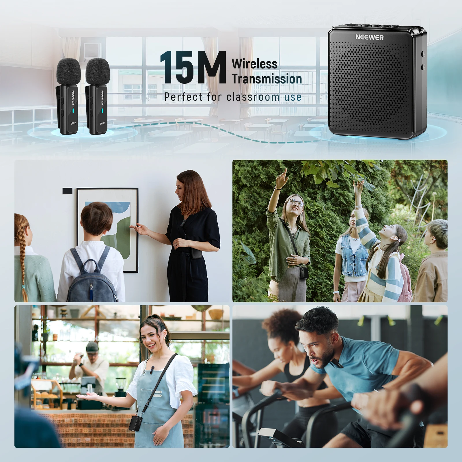 NEEWER беспроводной микрофон усилитель голоса Mini USB C перезаряжаемый звуковой динамик с шумоподавлением мегафон и набор микрофонов (art.: 3920d0ead1d3c) - 3920d0ead1d3c