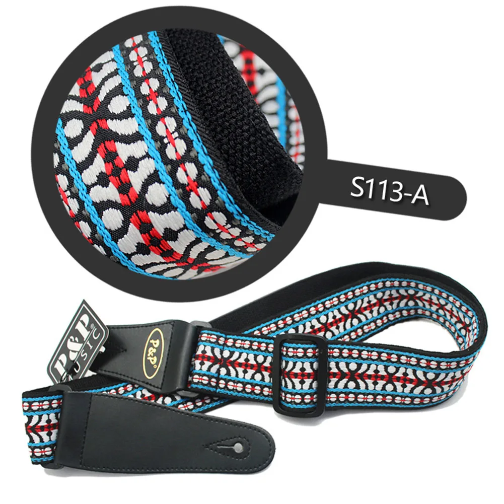 

P&P Adjustable Embroidered Cotton Guitar Strap Widening And Thickening 87CM-140CM Stringed Instruments Accessories