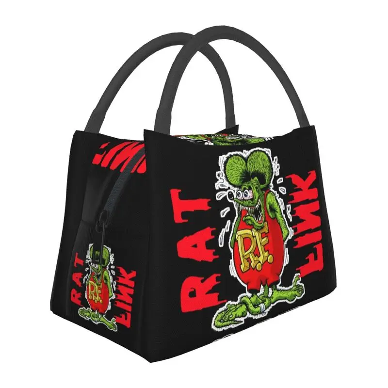 

Изолированные сумки для обеда Rat Fink для школы, офиса, комиксов, мультяшный портативный охладитель, термальный ланчбокс для бенто, Женский Ла...