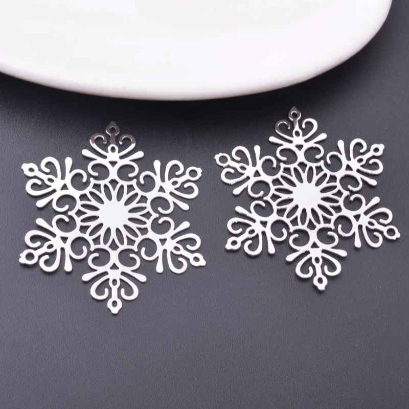 Латунный соединитель в виде снежинки 42 мм 10 шт. подвеска с родиевым покрытием