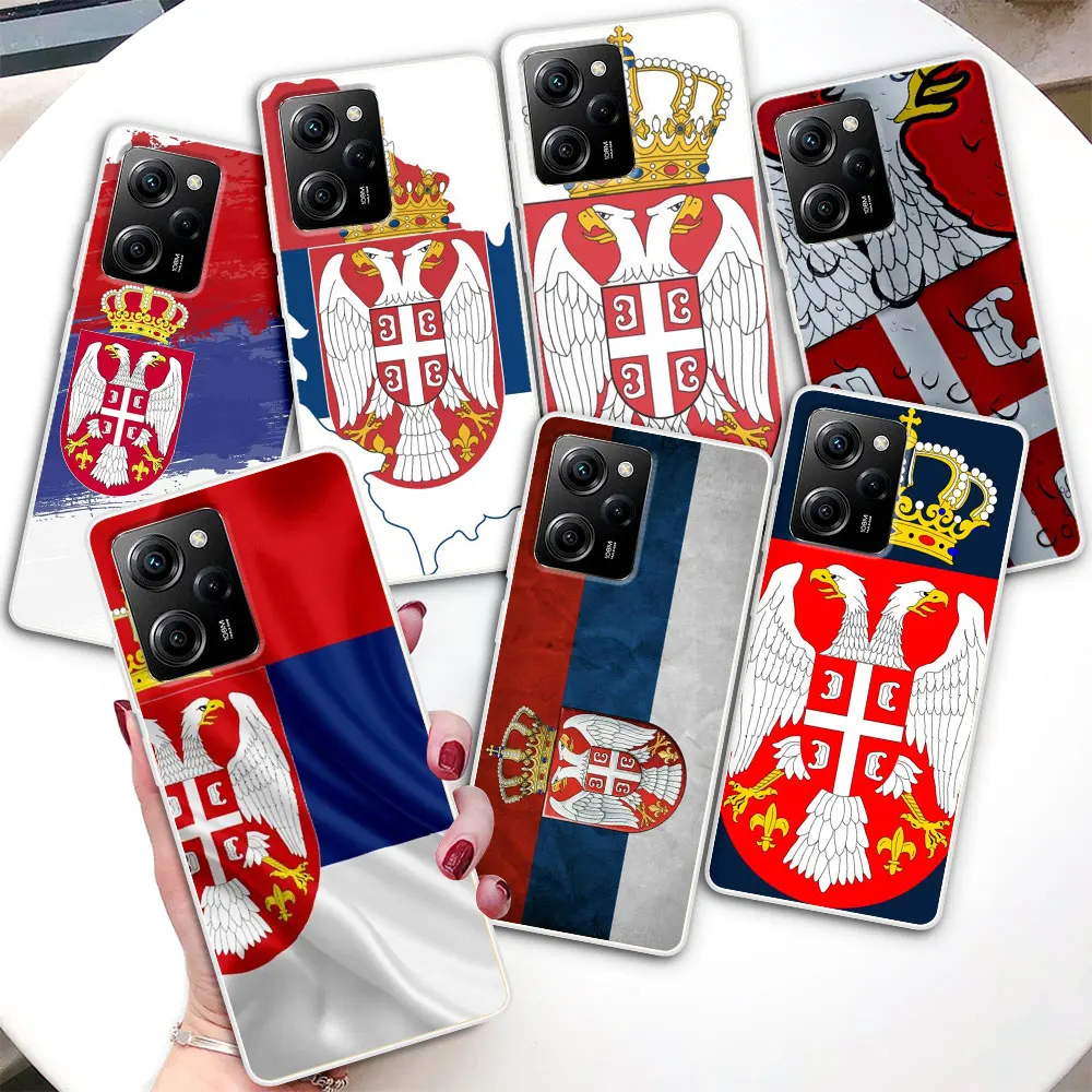 

Прозрачный чехол для Xiaomi Poco X5 X3 NFC M4 X4 Pro 5G Cases M3 F3 F2 M2 Pocophone F1, силиконовый чехол для телефона с флагом Сербии