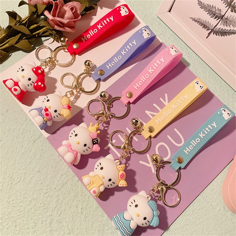 

Брелок Sanrio Kawaii Hello Kitty милый брелок с бантом Hello Kitty Автомобильные аксессуары для мужчин и женщин Подвеска для сумки аниме брелок-кукла