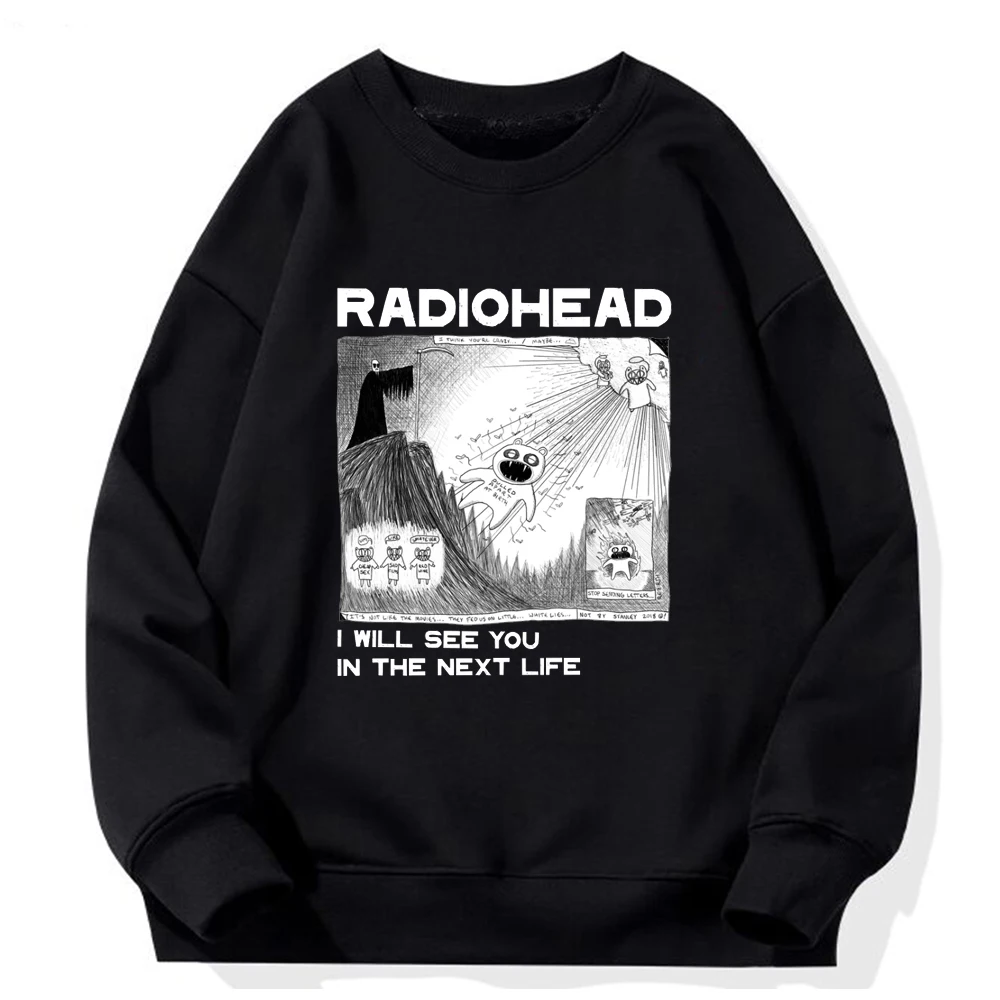 

Radiohead Hoodies Music Rock Band Manga Print Streetwear Men Women Fashion Oversized O-Neck Sweatshirts Hoodie Pullover Clothing