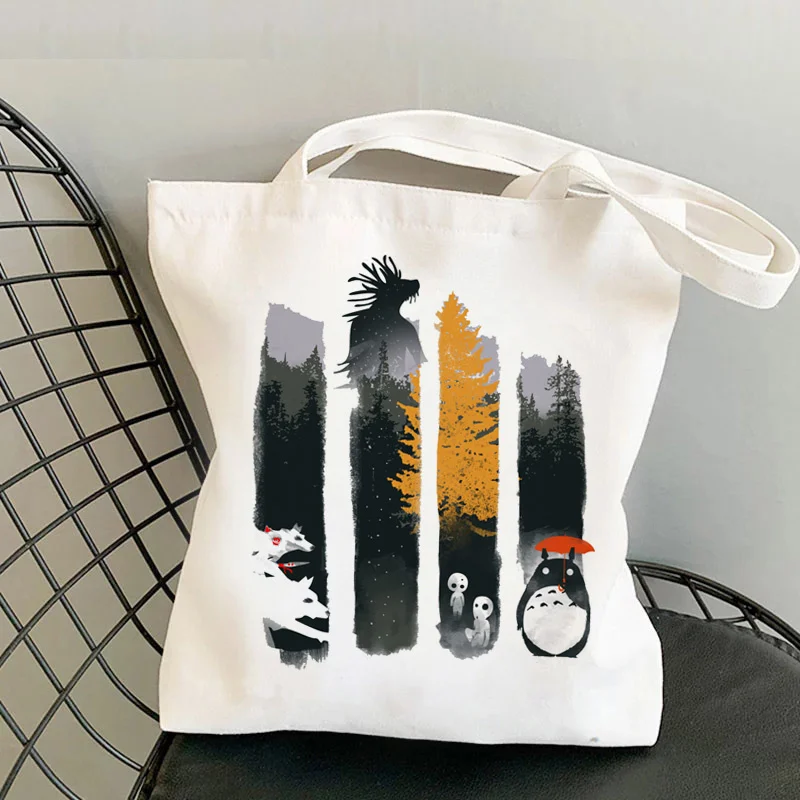 

Сумка для покупок Totoro, Хлопковая Сумка-тоут, многоразовая сумка для покупок