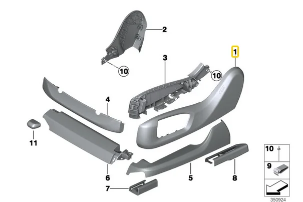 Черный внешний чехол на переднее правое сиденье для BMW F10 F01 X5 X6 535i 52107318974