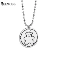 qeenkiss nc833 fine jewelry wholesale fashion woman man birthday wedding gift hip hop round bear pattern titanium steel necklace