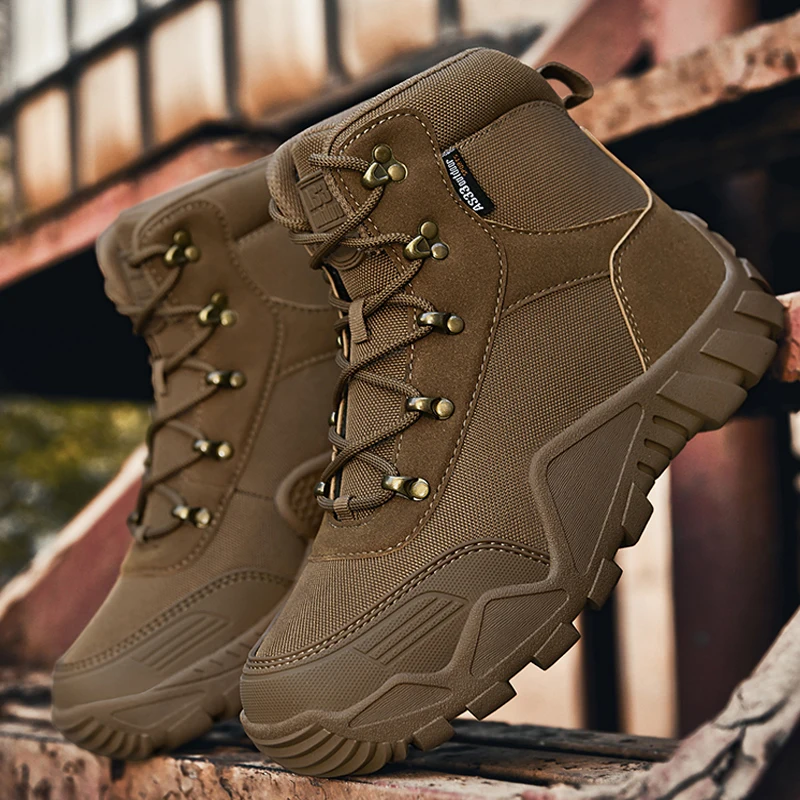 R. Xjian New Men's Mountaineering Shoes Walking Sports Fashion Breathable Casual Comfortable Motorcycle Boots