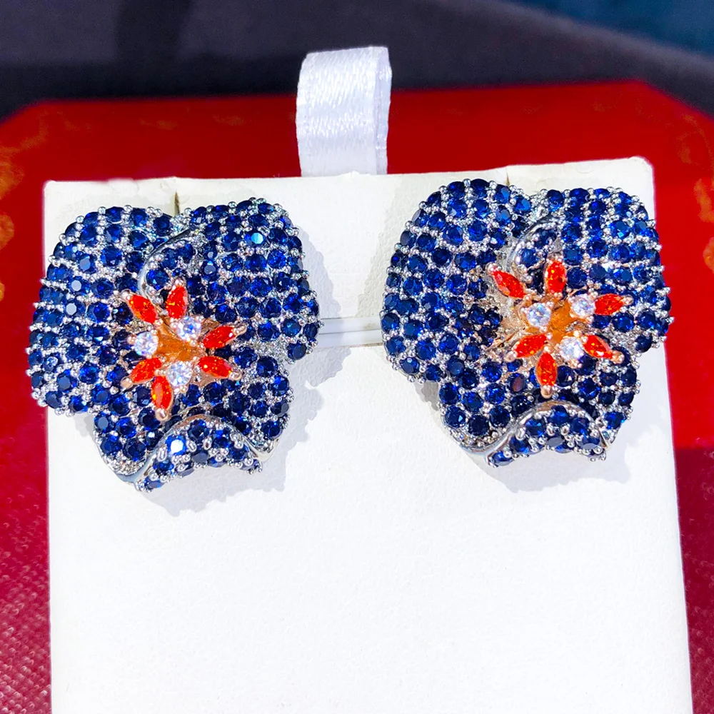 Missvikki новые роскошные индивидуальные синие серьги с цветком и преувеличенным