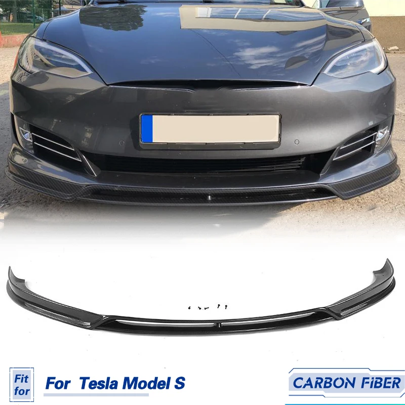 

Передний бампер, спойлер из углеродного волокна для Tesla Model S 70D P85D 90D P100D Седан 4-дверный 2016 2017, автомобильный Стайлинг, защита для подбородка