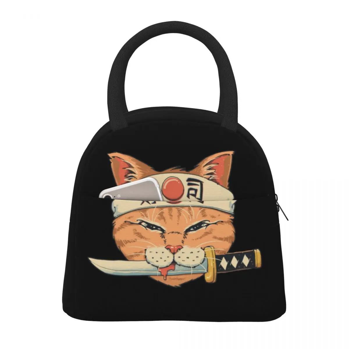 Lunch Bags for Women Kids Japanese Style Sushi Cat Anime Samurai Sword Thermal Cooler Portable School Japan Tote Bento Pouch