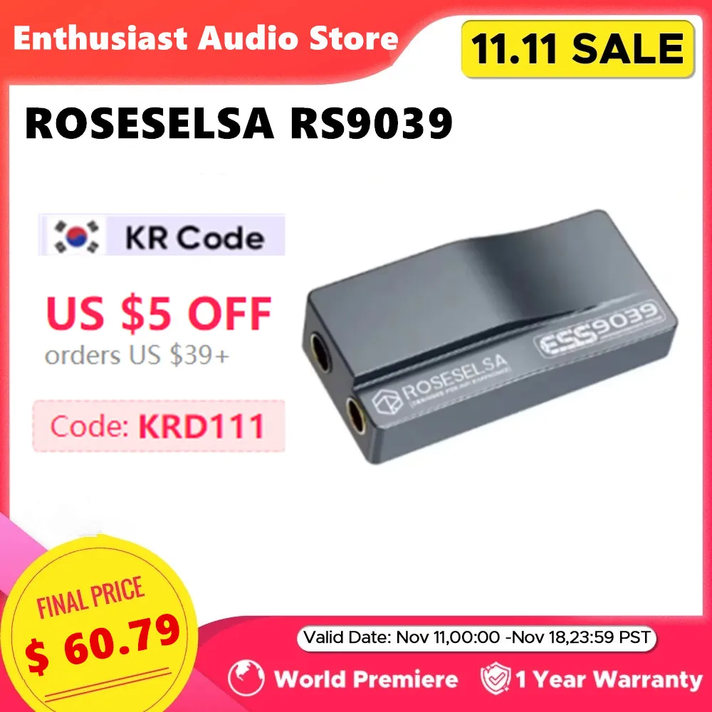 Портативный флагманский USB-усилитель для наушников ROSESELSA RS9039 ЦАП/AMP новый чип