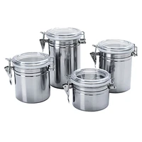4 inch stainless steel pot set with airtight lid for groceries