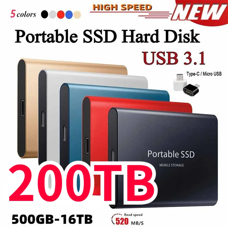 

XIOAMI Portable 1TB 2TB SSD 4TB 16TB External Hard Drive Type-C USB 3.0 High Speed 8TB External Storage Hard Disks For Laptops