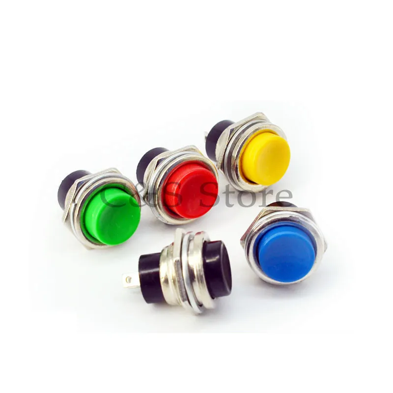

5 шт. DS-212 мгновенный SPST НЕТ красный/зеленый/белый/черный/синий/желтый круглый колпачок кнопочный переключатель переменного тока 125 В 3A DS212