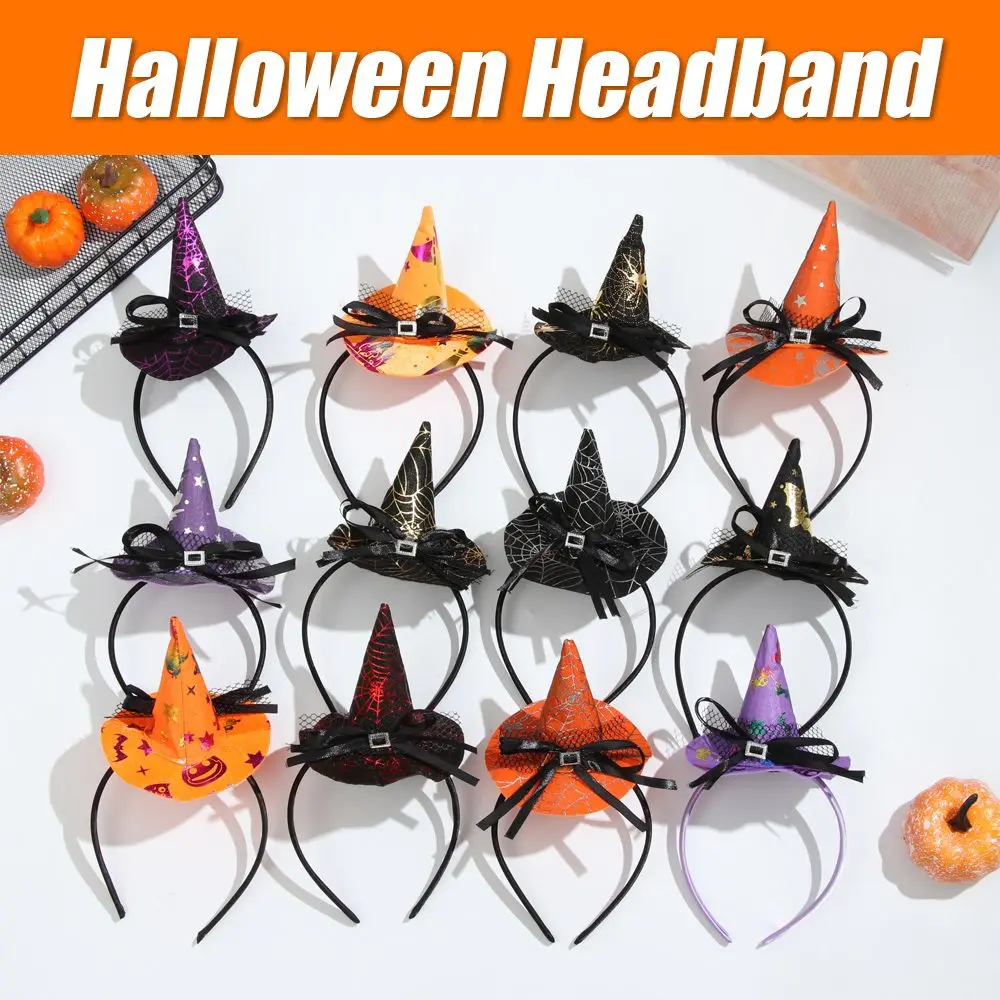 

Point Cap Pumpkin Witch Hat Festival Skull Headband Performance Props Decor Headwear Halloween Headband Party Hairband