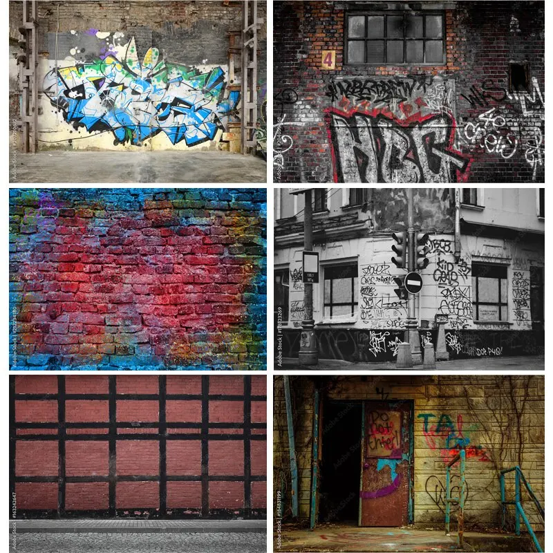 

Less Wrinkles Graffiti Theme Photography Backdrops Studio Props Vintage Brick Wall Photo Photography Background 211219 SKT-01